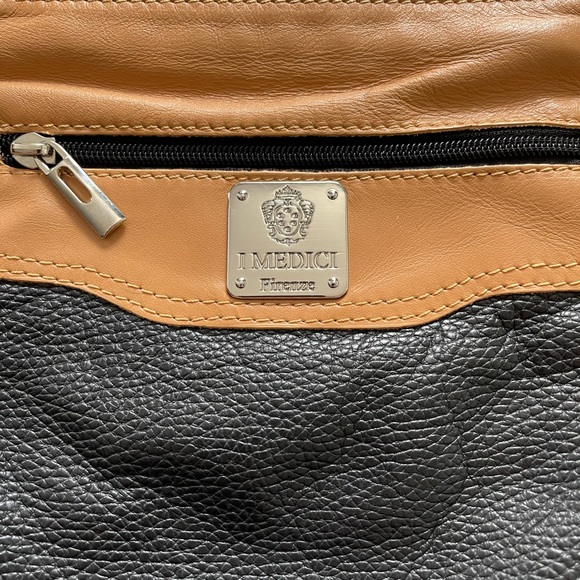 Vintage I Medici Firenze Black & Tan Leather Crossbody Bag - Picture 2 of 11